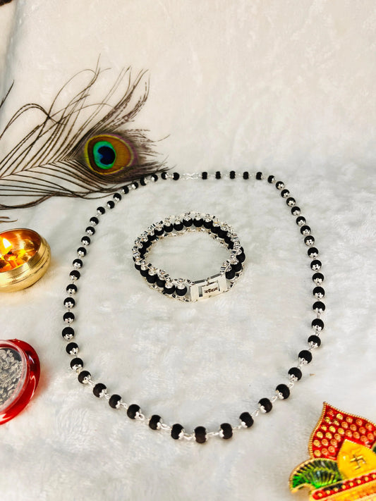 silver plated Original Karungali Malai combo premium silver braslate